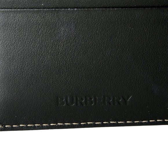 Burberry Men's Multi-Color Logo Print Textured Leather Bifold Wallet - Picture 3 of 4